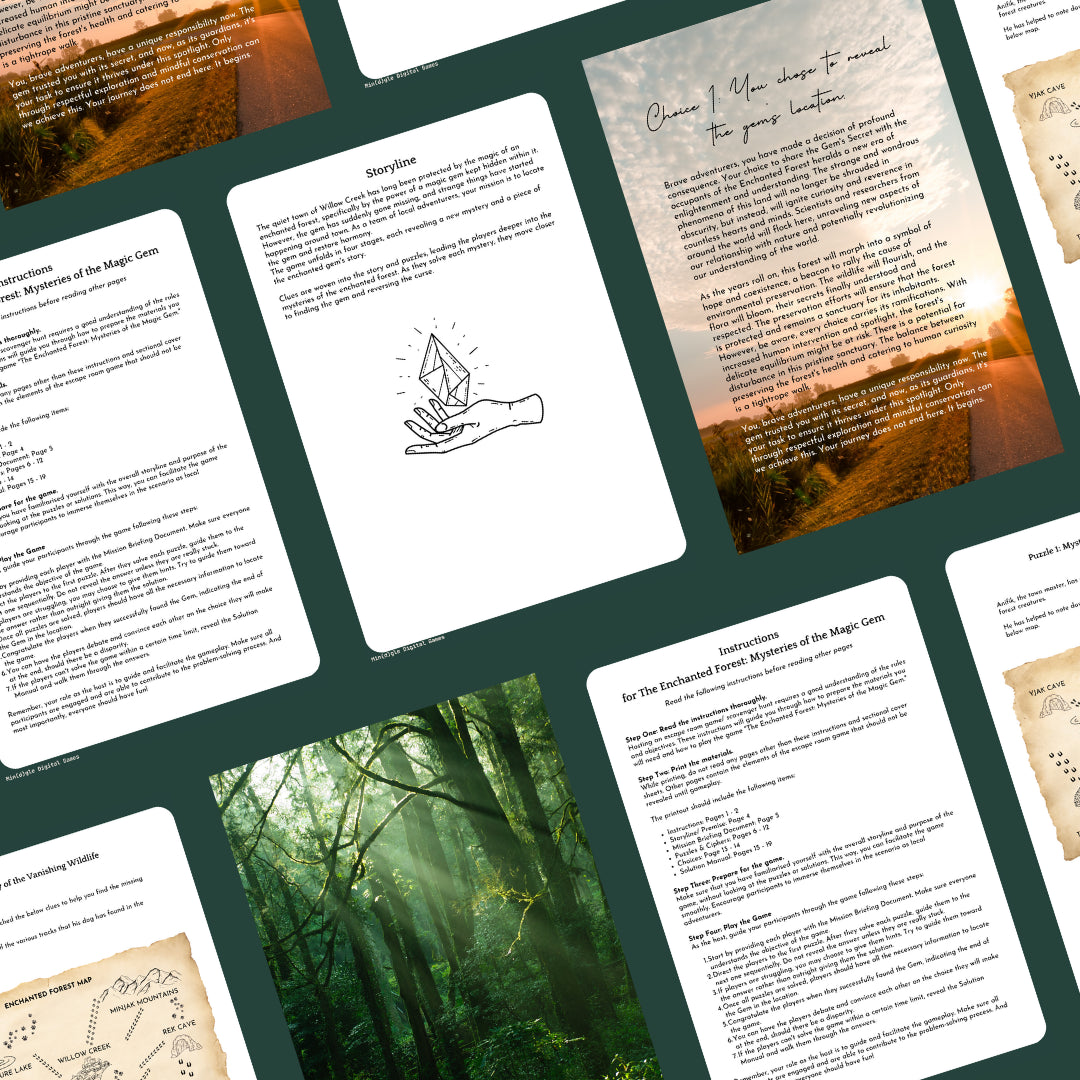 The Enchanted Forest: Mysteries of the Magic Gem - Printable Puzzle Game