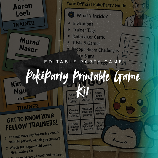 Pokémon-themed party game kit with cards