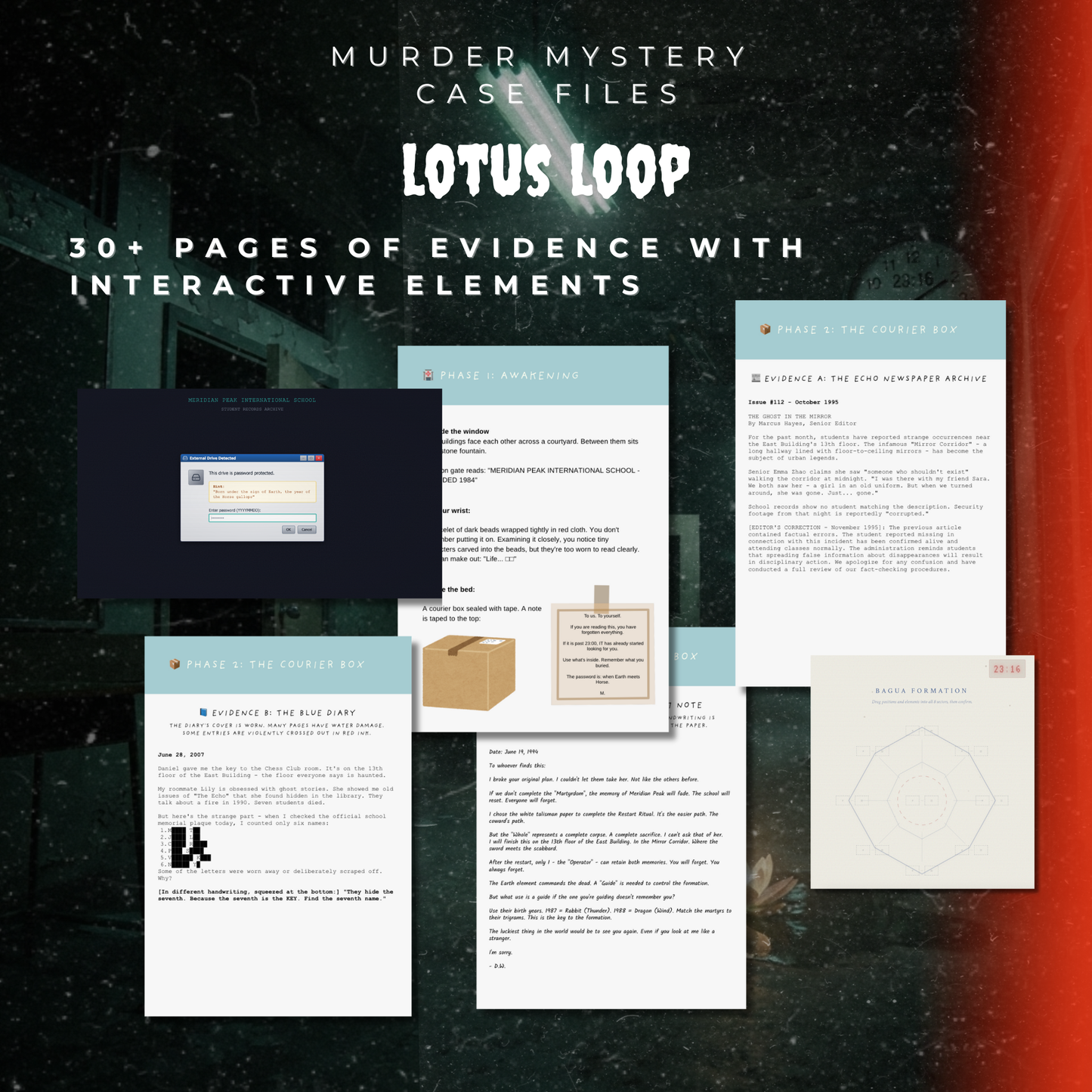 The Lotus Loop - Interactive Digital + Printable Mystery Puzzle Game (Case File PDF)
